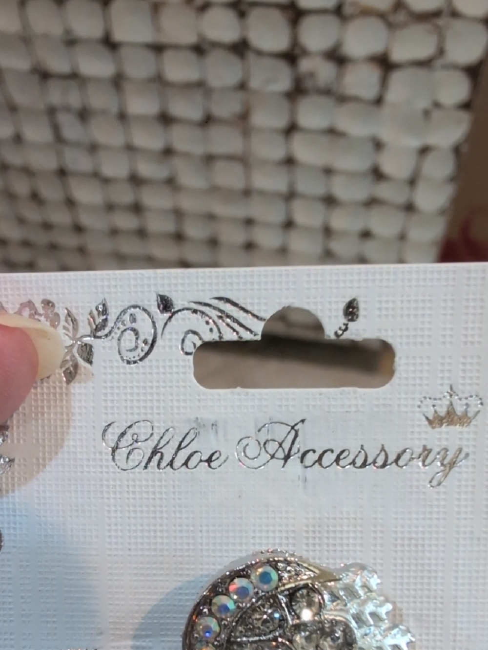 Silver Wing Brooche with White Iridescent Crystals - Picture 2 of 4